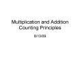 Multiplication and Addition Counting Principles PowerPoint PPT Presentation