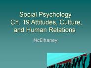 Social Psychology Ch. 19 Attitudes, Culture, and Human Relations