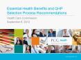 Essential Health Benefits and QHP Selection Process Recommendations PowerPoint PPT Presentation