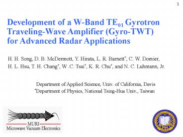 Development of a W-Band TE01 Gyrotron