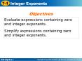 Evaluate expressions containing zero and integer exponents. PowerPoint PPT Presentation