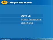 Integer Exponents