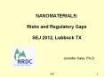 NANOMATERIALS:  Risks and Regulatory Gaps SEJ 2012, Lubbock TX PowerPoint PPT Presentation