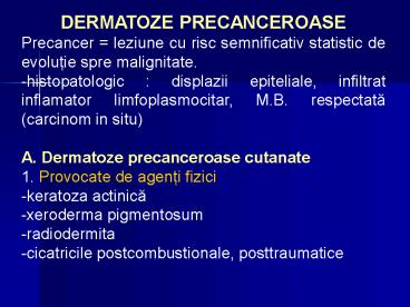 DERMATOZE PRECANCEROASE