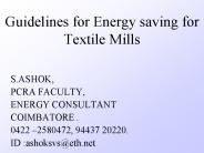 Guidelines for Energy saving for Textile Mills