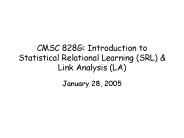 CMSC 828G: Introduction to Statistical Relational Learning (SRL)