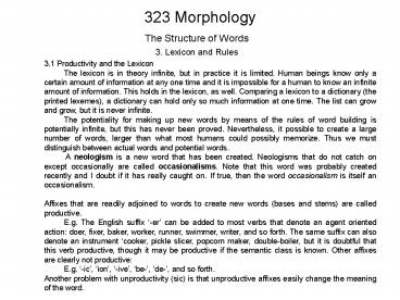 323 Morphology