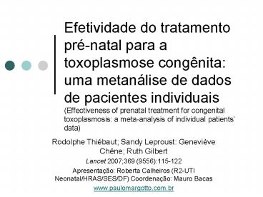 Efetividade do tratamento pr