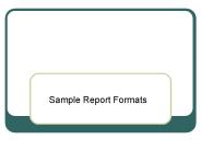 Sample Report Formats