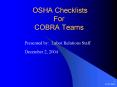 OSHA Checklists For COBRA Teams PowerPoint PPT Presentation