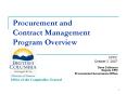 Procurement and Contract Management Program Overview PowerPoint PPT Presentation