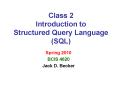 Class 2 Introduction to Structured Query Language (SQL) PowerPoint PPT Presentation