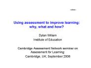 Using assessment to improve learning: why, what and how?