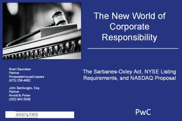 The Sarbanes-Oxley Act