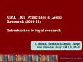 CML 1101: Principles of Legal Research (2010-11) Introduction to legal research PowerPoint PPT Presentation
