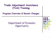 Trade Adjustment Assistance (TAA) Training Program Overview
