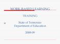 WORK-BASED LEARNING  TRAINING State of Tennessee Department of Education 2008-09 PowerPoint PPT Presentation