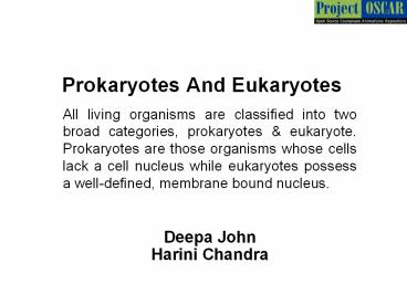 Prokaryotes And Eukaryotes