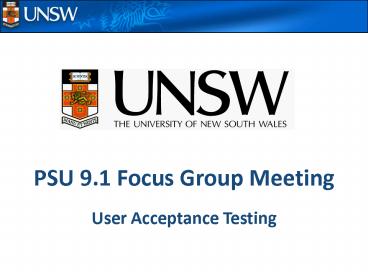 PSU 9.1 Focus Group Meeting