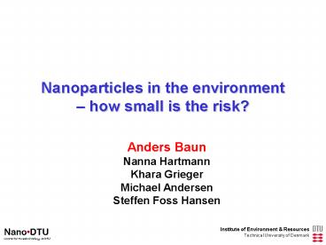 Nanoparticles in the environment 