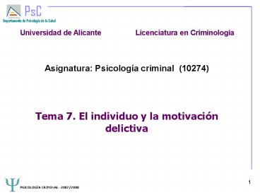 Asignatura: Psicolog