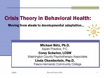 Crisis Theory in Behavioral Health: