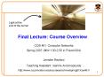 Final Lecture: Course Overview PowerPoint PPT Presentation