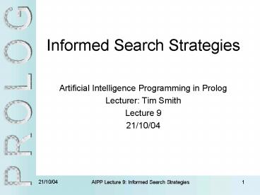 Informed Search Strategies