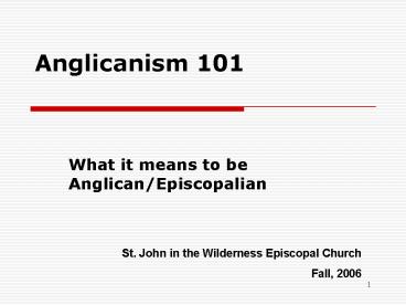 Anglicanism 101