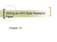 Writing an APA Style Research Paper PowerPoint PPT Presentation
