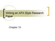 Writing an APA Style Research Paper