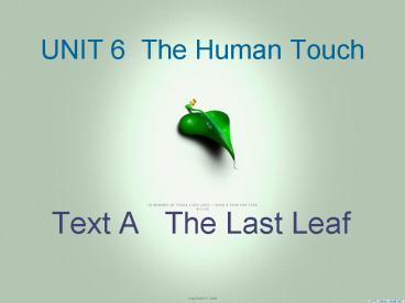 UNIT 6 The Human Touch
