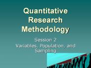 Quantitative Research Methodology