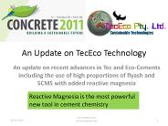 An Update on TecEco Technology