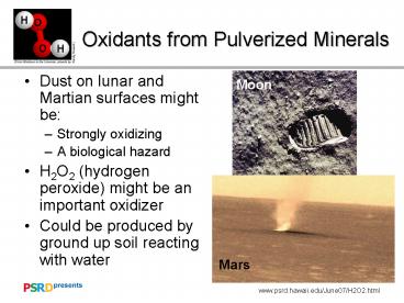 Oxidants from Pulverized Minerals