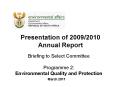 Briefing to Select Committee Programme 2: Environmental Quality and Protection PowerPoint PPT Presentation
