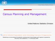 Census Planning and Management