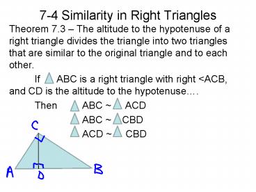 7-4 Similarity in Right Triangles
