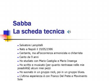 Sabba La scheda tecnica