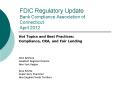 FDIC Regulatory Update Bank Compliance Association of Connecticut April 2012 PowerPoint PPT Presentation