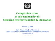 Competition issues at sub-national level: Spurring entrepreneurship