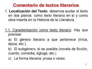 Comentario de textos literarios