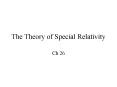The Theory of Special Relativity PowerPoint PPT Presentation