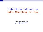 Data Stream Algorithms Intro, Sampling, Entropy