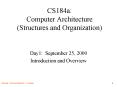 CS184a: Computer Architecture (Structures and Organization) PowerPoint PPT Presentation