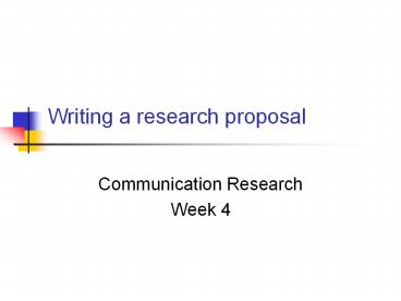 Writing a research proposal