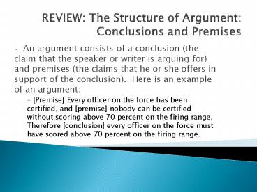 REVIEW: The Structure of Argument: Conclusions and Premises