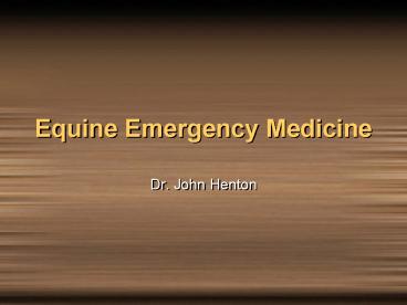 Equine Emergency Medicine