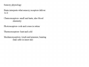 Sensory physiology