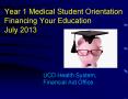 Year 1 Medical Student Orientation Financing Your Education July 2013 PowerPoint PPT Presentation